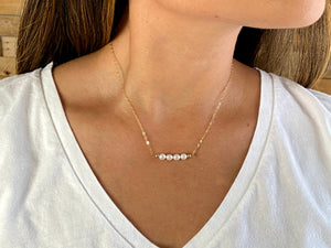 Four In A Row (White) Gold-Filled Necklace