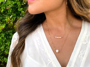 Four In A Row (White) Gold-Filled Necklace