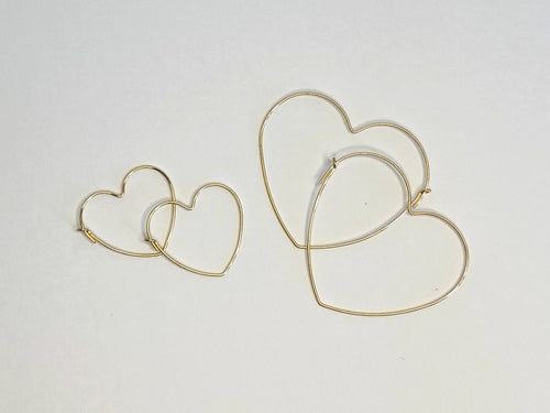 Small and Large Gold-Filled heart earrings