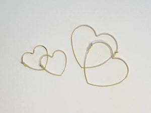 Small and Large Gold-Filled heart earrings