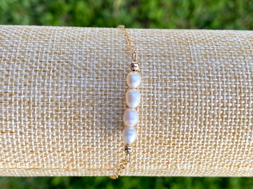 Four in A Row (White) Gold-Filled Bracelet