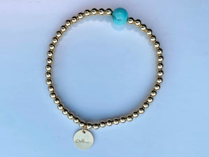 My Heart Beads Blue For You Gold-Filled Bracelet